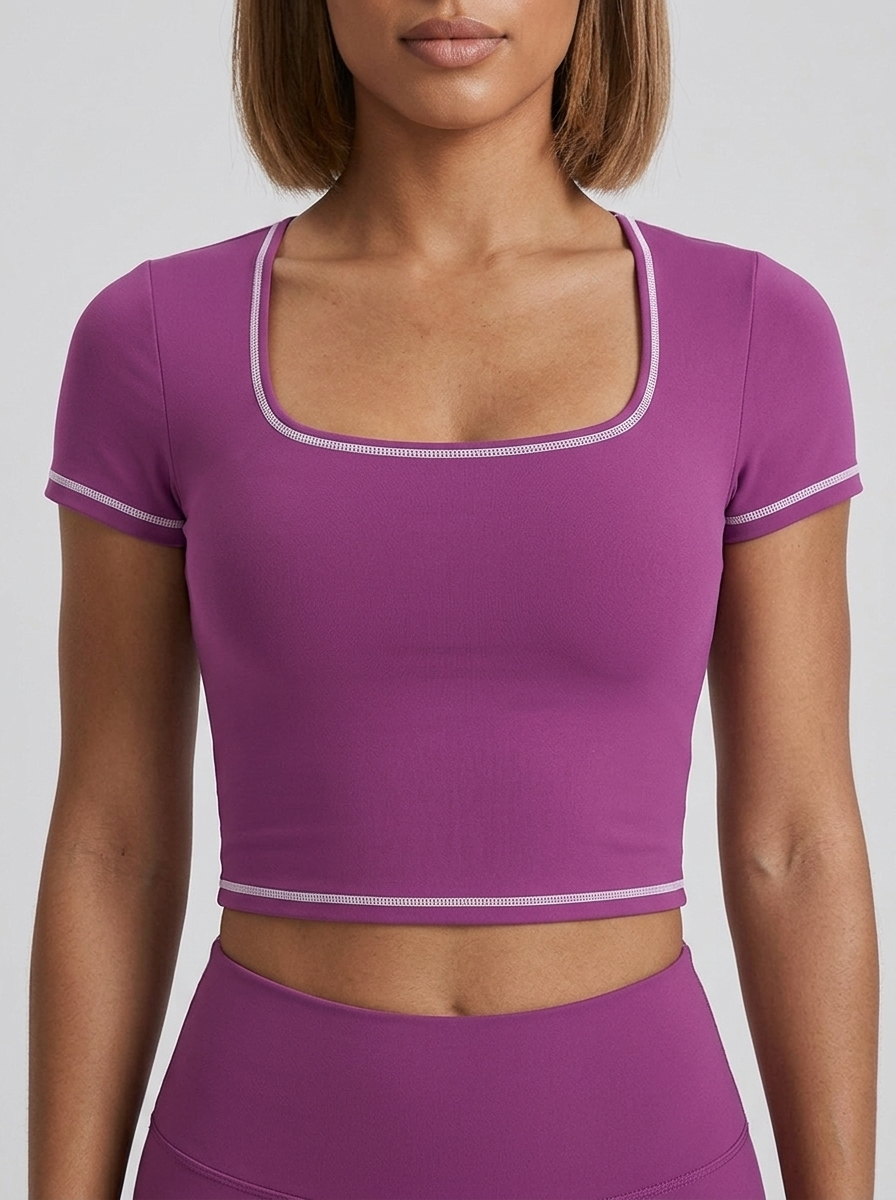 Dejomi Pure Crop Sporttop - Mulberry Purple