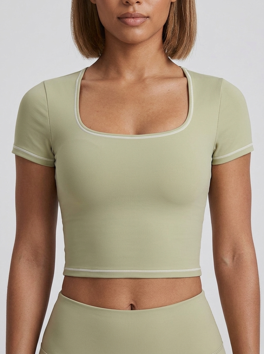 Dejomi Pure Crop Sporttop - Moss Green