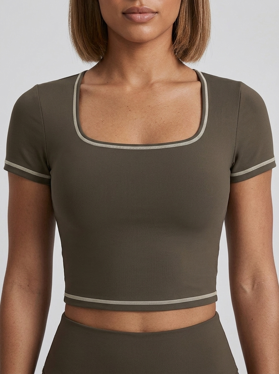 Dejomi Pure Crop Sporttop - Deep Brown